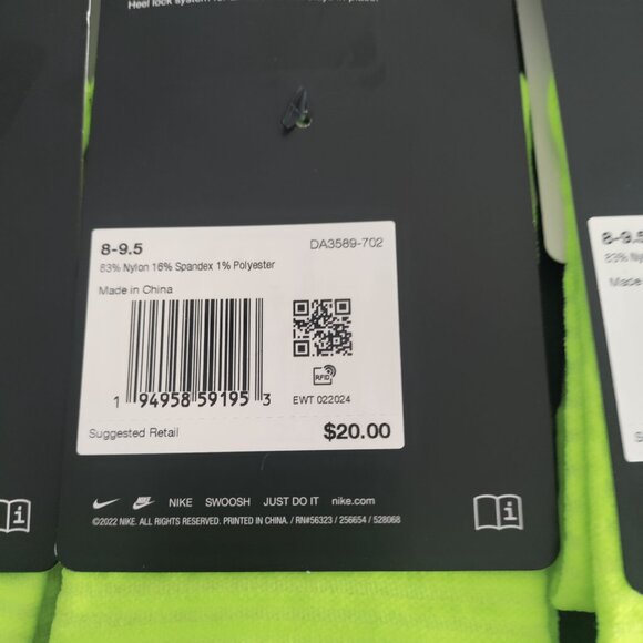 NWT (3) Pair Nike Spark No Show Womens 9.5-11 Yellow DRI-FIT Running Socks - Picture 4 of 5